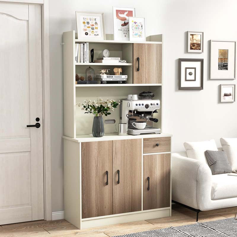 Eletriclife 71 Inch Kitchen Pantry Storage Cabinet Buffet Sideboard with Built-in Charge Station
