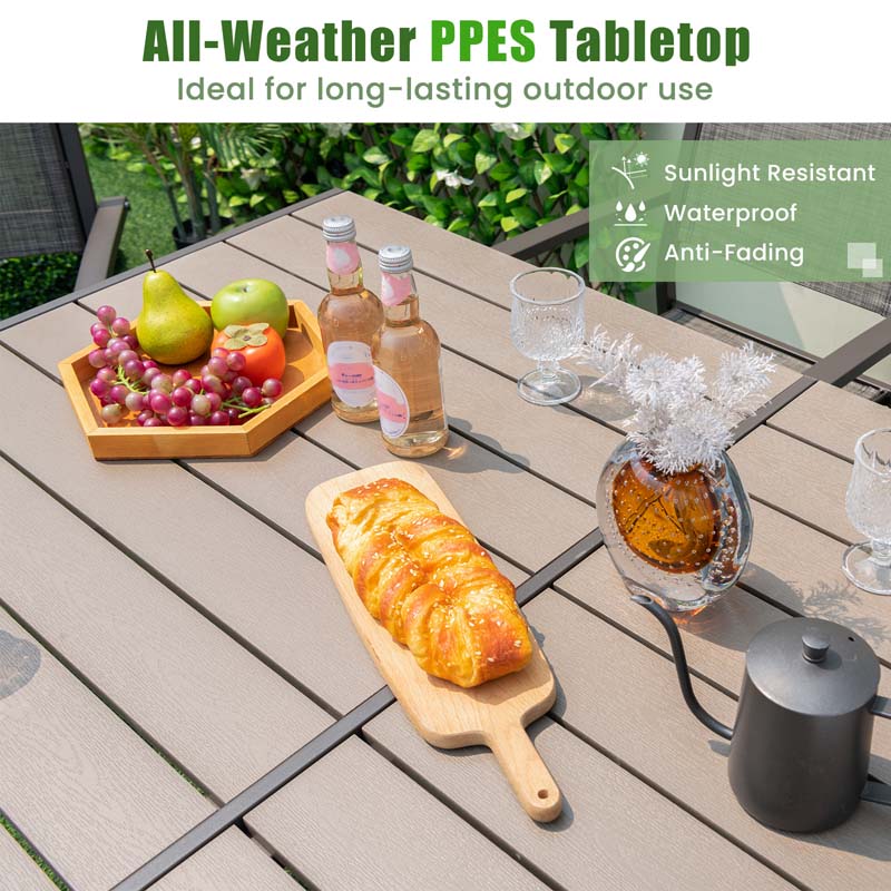 Eletriclife 7 Piece Outdoor Dining Set with 6 Stackable Chairs and Large Rectangle Table