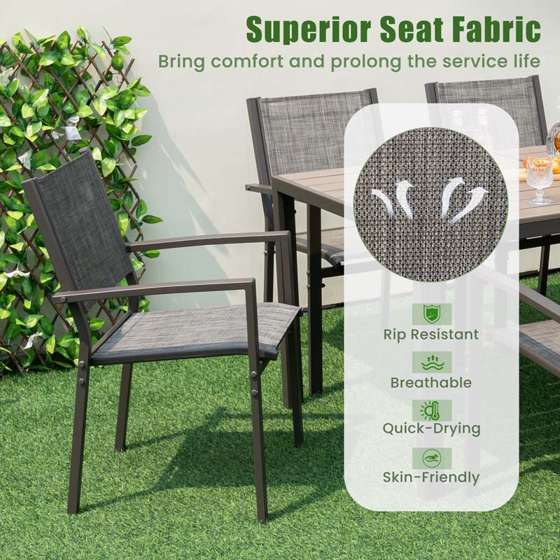 Eletriclife 7 Piece Outdoor Dining Set with 6 Stackable Chairs and Large Rectangle Table