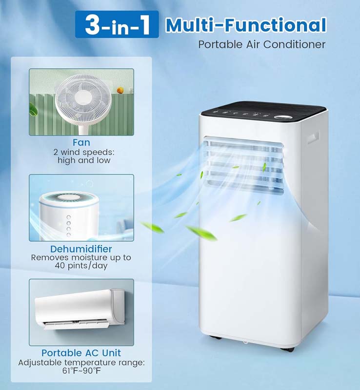 Eletriclife 8000 BTU(Ashrae) Portable Air Conditioner with Fan