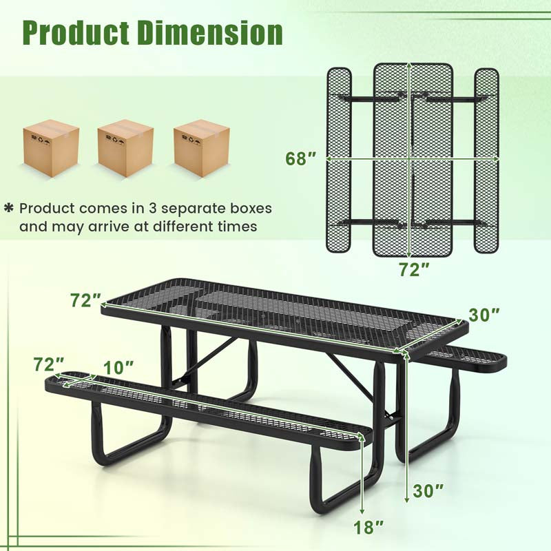 Eletriclife 8 Person Outdoor Picnic Table Bench Set with Mesh Grid