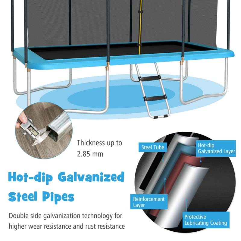 Eletriclife 8 x 14 Feet Rectangular Recreational Trampoline with Safety Enclosure Net and Ladder