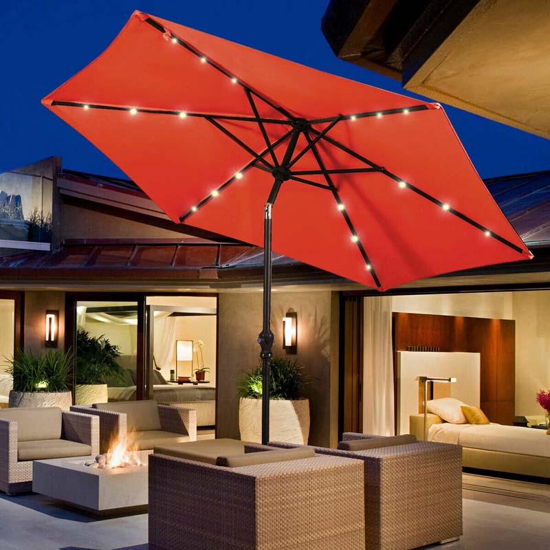 Eletriclife 9 Feet Patio LED Solar Umbrella with Crank