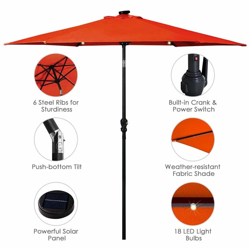 Eletriclife 9 Feet Patio LED Solar Umbrella with Crank