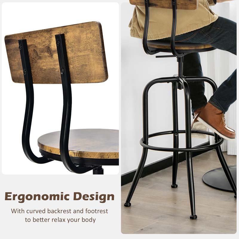 Eletriclife Adjustable Swivel Counter-Height Stool with Arc-Shaped Backrest