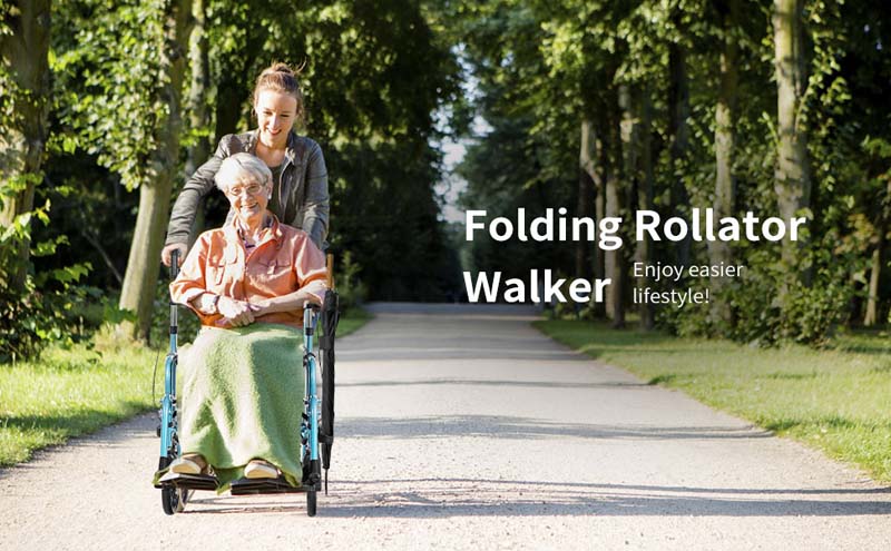 Eletriclife Aluminum Adjustable Folding Handle Medical Walker Rollator