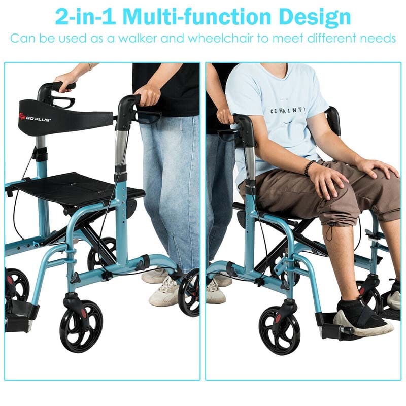 Eletriclife Aluminum Adjustable Folding Handle Medical Walker Rollator