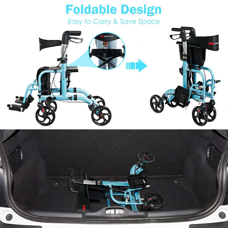 Eletriclife Aluminum Adjustable Folding Handle Medical Walker Rollator