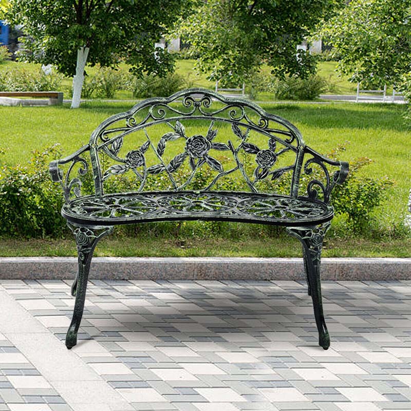 Eletriclife Aluminum Patio Outdoor Garden Bench Chair Loveseat Cast