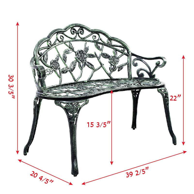 Eletriclife Aluminum Patio Outdoor Garden Bench Chair Loveseat Cast