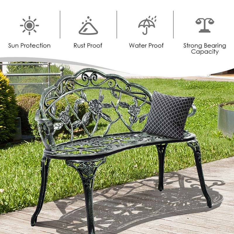 Eletriclife Aluminum Patio Outdoor Garden Bench Chair Loveseat Cast