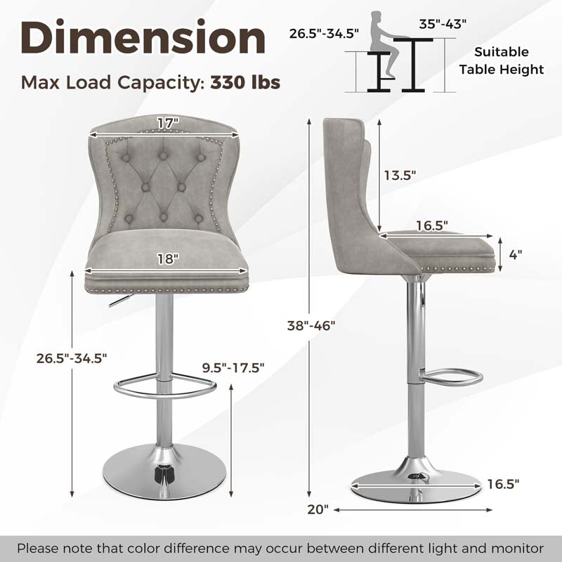 Eletriclife Bar Chairs with Footrest, Electroplated Metal Base and Anti-Slip Ring