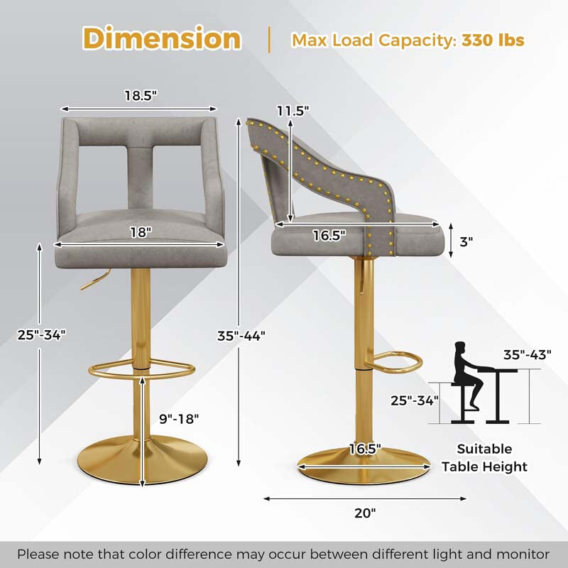 Eletriclife Bar Chairs with Footrest and 2-Layer Electroplated Metal Base