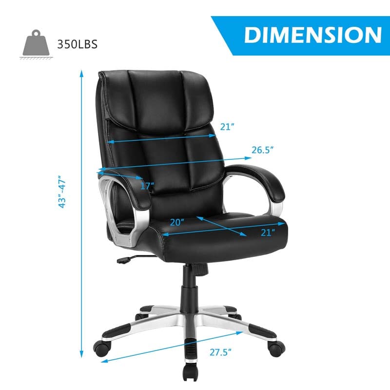 Eletriclife Big and Tall Adjustable High Back Leather Executive Computer Desk Chair