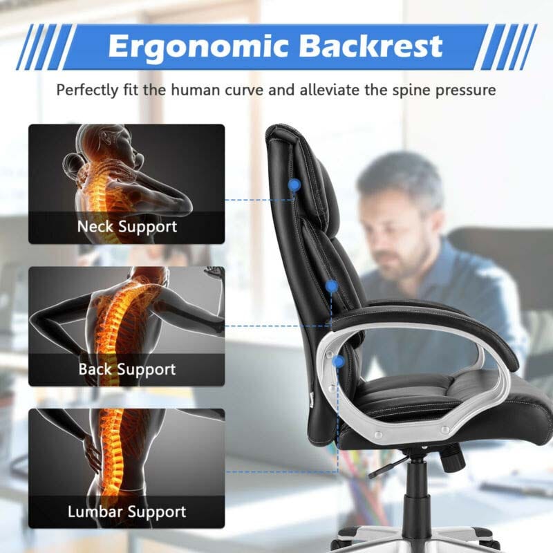 Eletriclife Big and Tall Adjustable High Back Leather Executive Computer Desk Chair