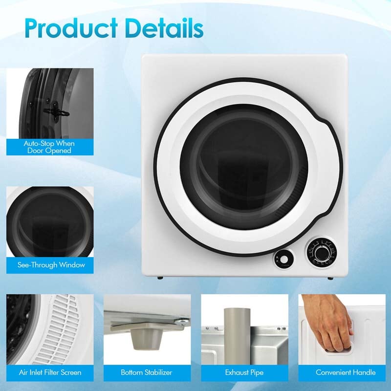 Eletriclife Compact Electric Tumble Laundry Dryer with Stainless Steel Tub