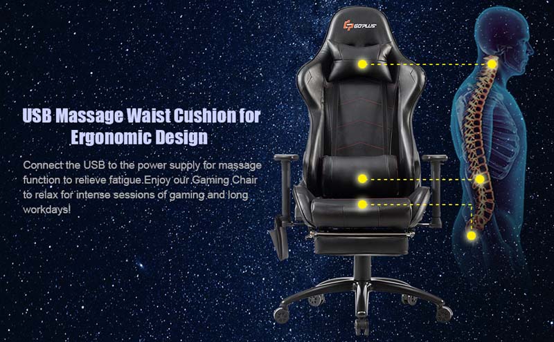 Eletriclife Ergonomic High Back PU Leather Massage Gaming Chair