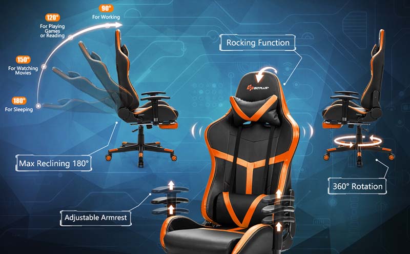 Eletriclife Ergonomic High Back Racing Chair with Massage Lumbar
