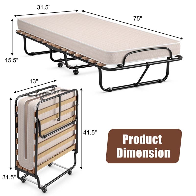 Eletriclife Extra Guest Folding Bed with Memory Foam Mattress