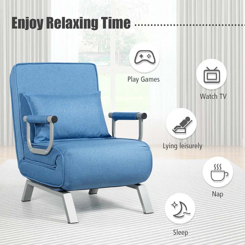Eletriclife Folding 5 Position Convertible Sleeper Bed Armchair with Pillow