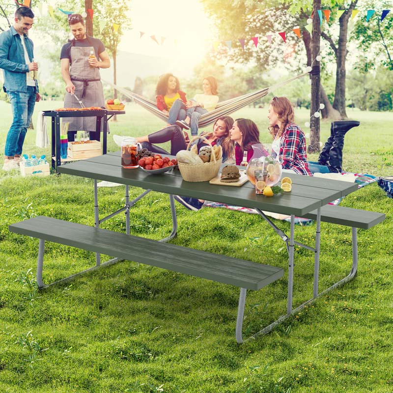 Eletriclife Folding Picnic Table Set with Metal Frame