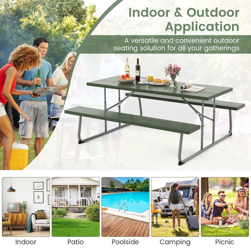 Eletriclife Folding Picnic Table Set with Metal Frame