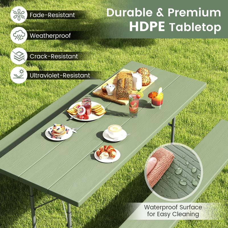 Eletriclife Folding Picnic Table Set with Metal Frame