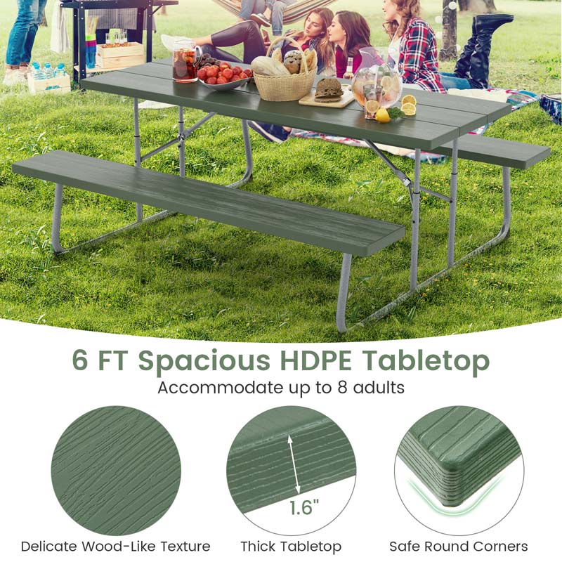 Eletriclife Folding Picnic Table Set with Metal Frame