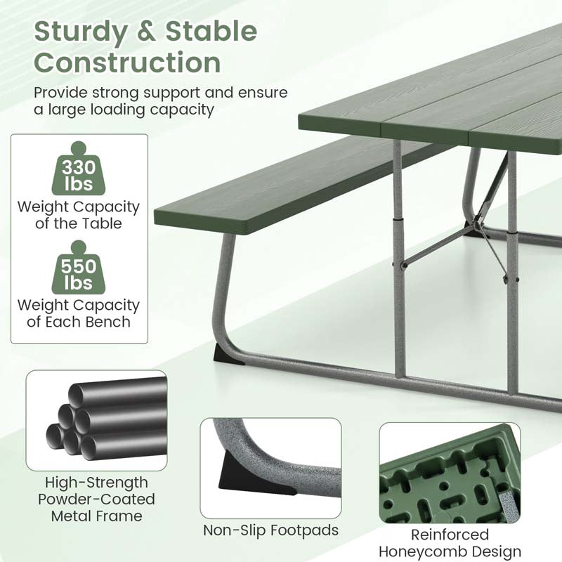 Eletriclife Folding Picnic Table Set with Metal Frame