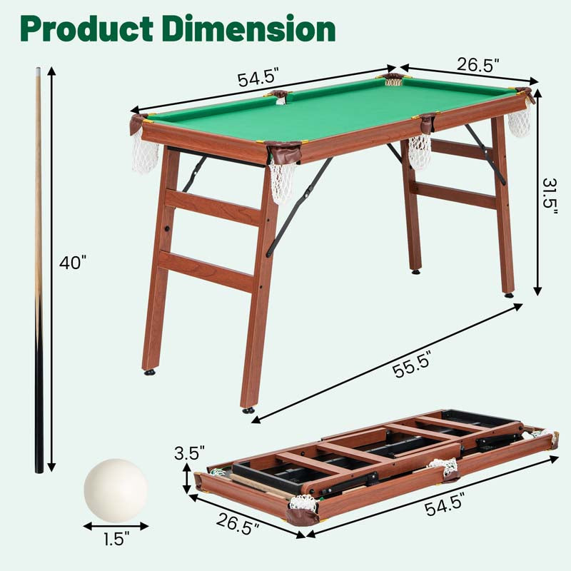 Eletriclife Folding Portable Billiards Table Game Set with Adjustable Foot Levelers