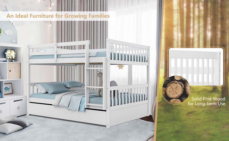 Eletriclife Full over Full Bunk Bed Platform Wood Bed