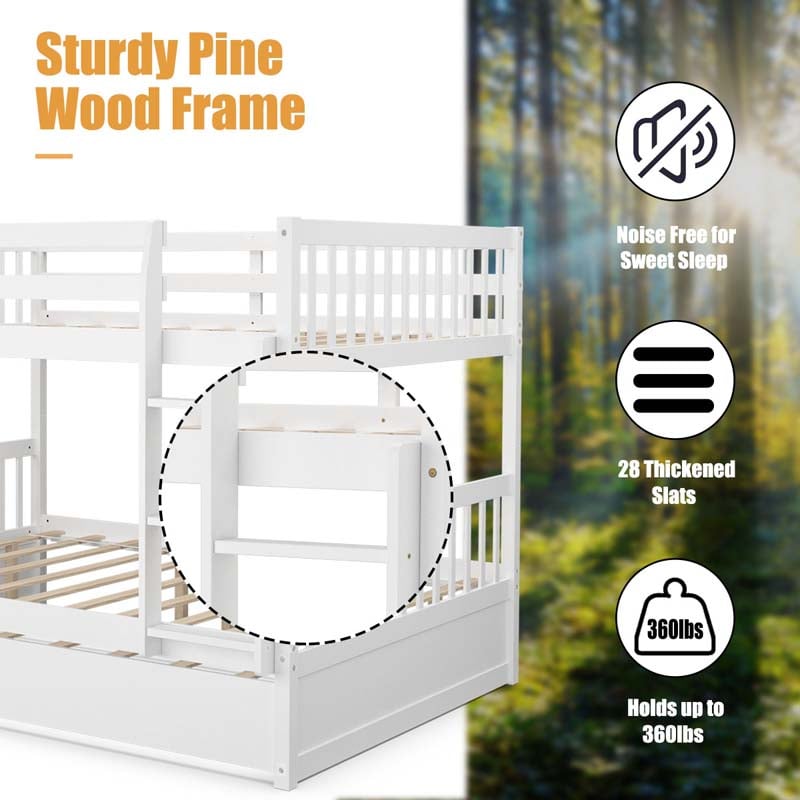 Eletriclife Full over Full Bunk Bed Platform Wood Bed