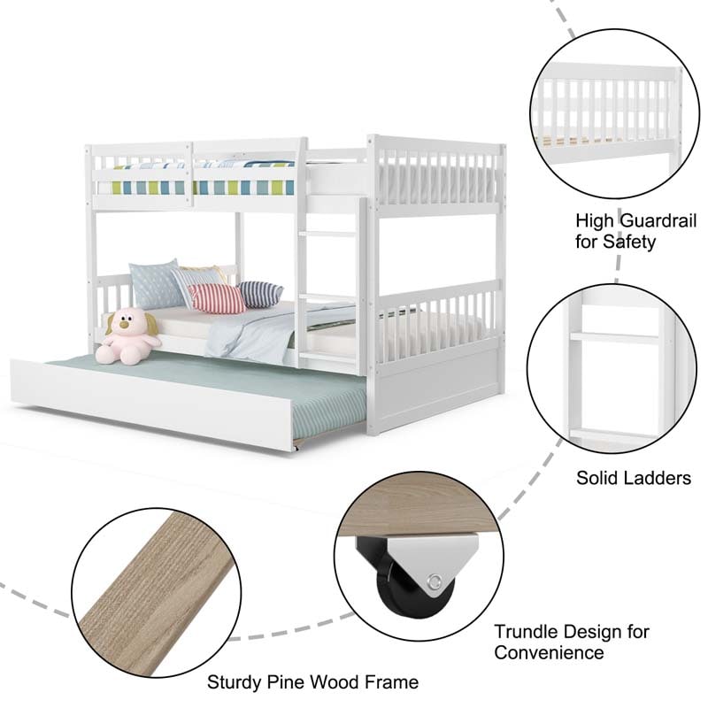 Eletriclife Full over Full Bunk Bed Platform Wood Bed