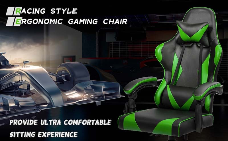 Eletriclife Gaming Chair Reclining Swivel with Massage Lumbar Support