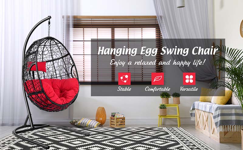 Eletriclife Hanging Cushioned Hammock Chair with Stand