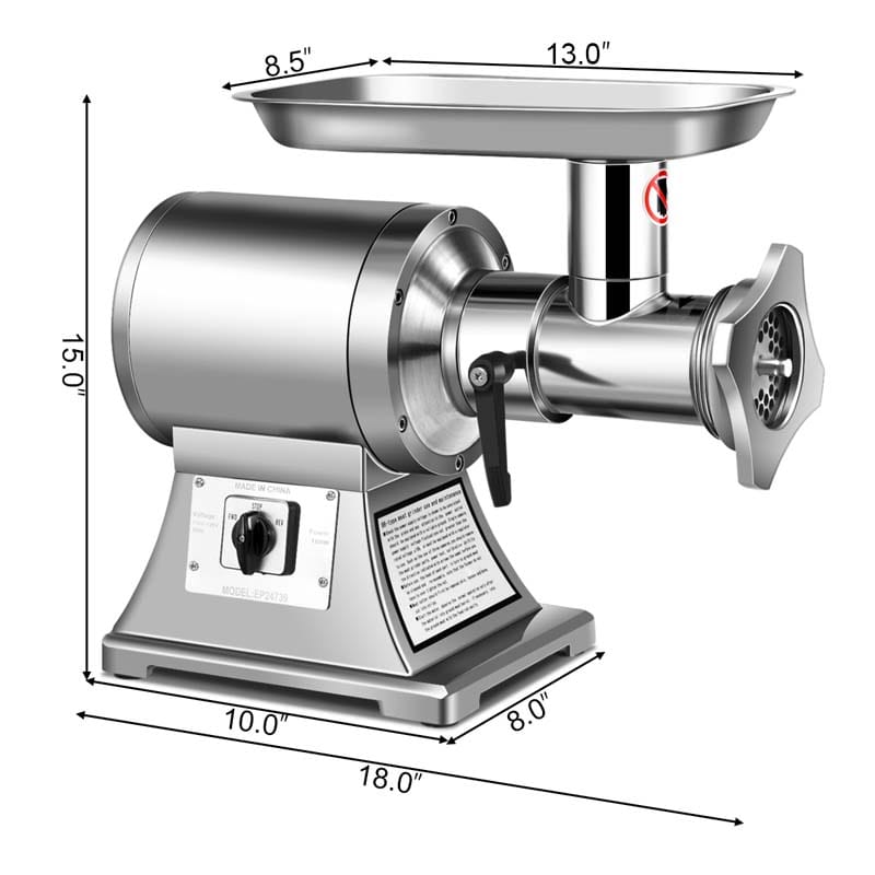 Eletriclife Heavy Duty 1.5HP 1100W 550LB/h Commercial Grade Meat Grinder