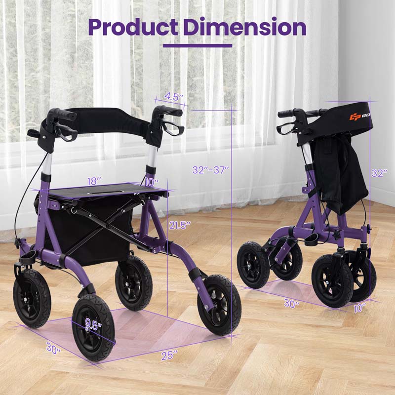Eletriclife Height Adjustable Rollator Walker Foldable Rolling Walker with Seat