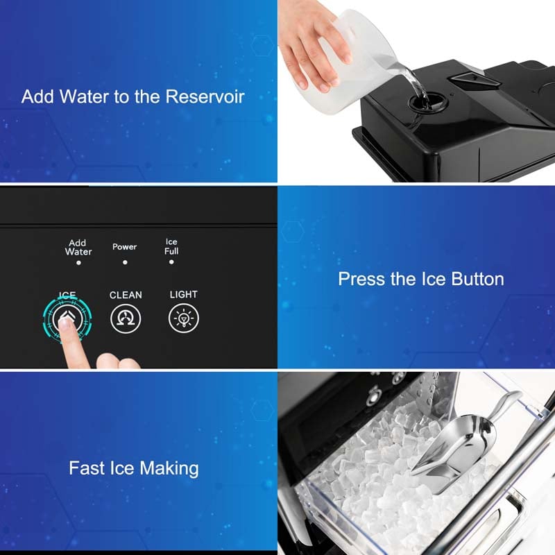 Eletriclife Ice Maker Countertop 44lbs Per Day with Ice Shovel