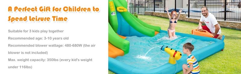 Eletriclife Inflatable Water Park Bounce House with Climbing Wall without Blower