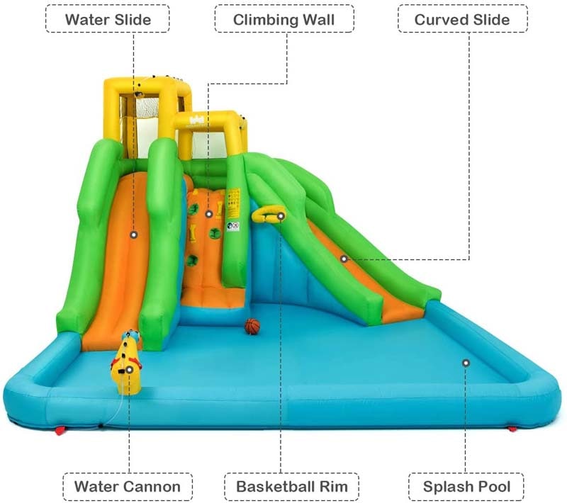 Eletriclife Inflatable Water Park Bounce House with Climbing Wall without Blower