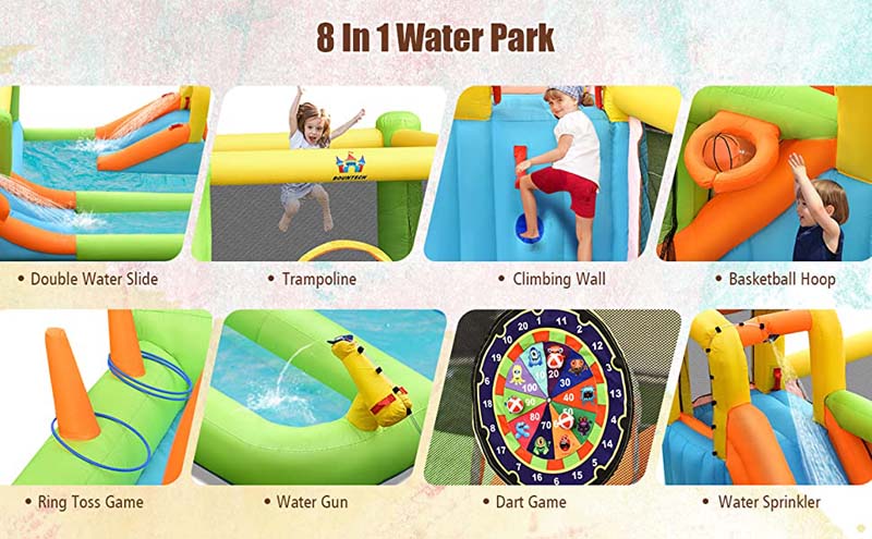 Eletriclife Inflatable Water Slide Park Bounce House Without Blower