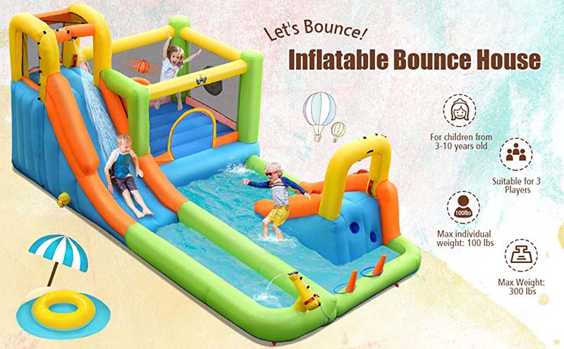 Eletriclife Inflatable Water Slide Park Bounce House Without Blower