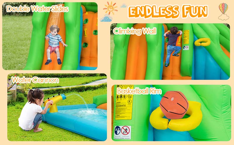 Eletriclife Kids Inflatable Water Park Bounce House with 480W Blower