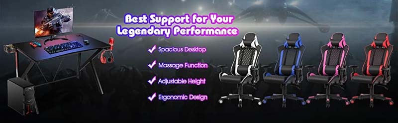 Eletriclife Massage Gaming Chair with Lumbar Support and Headrest