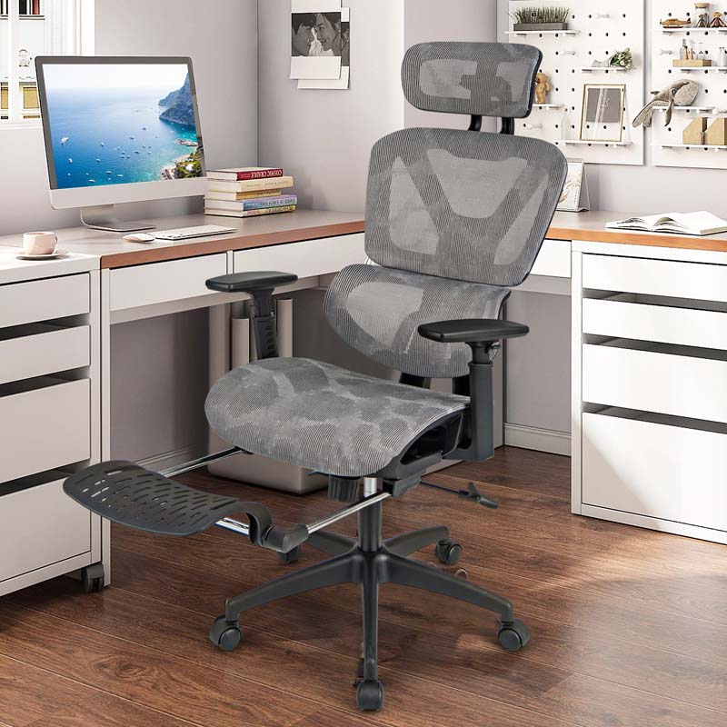 Eletriclife Mesh Office Chair with Tilting Backrest and Retractable Footrest