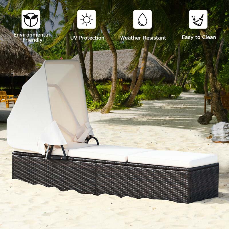 Eletriclife Outdoor Chaise Lounge Chair with Folding Canopy