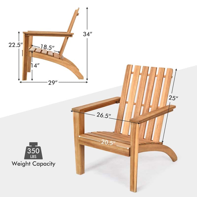 Eletriclife Outdoor Durable Patio Acacia Wood Adirondack Lounge Armchair