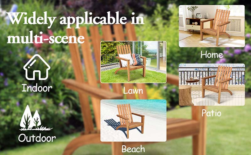 Eletriclife Outdoor Durable Patio Acacia Wood Adirondack Lounge Armchair