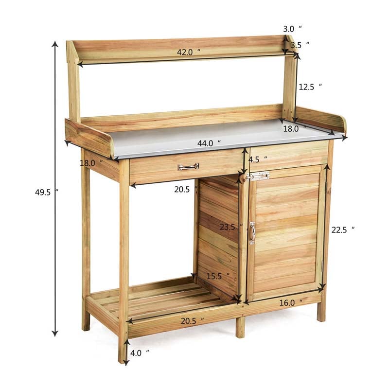 Eletriclife Outdoor Garden Wooden Work Station Potting Bench