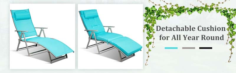 Eletriclife Outdoor Lightweight Folding Chaise Lounge Chair
